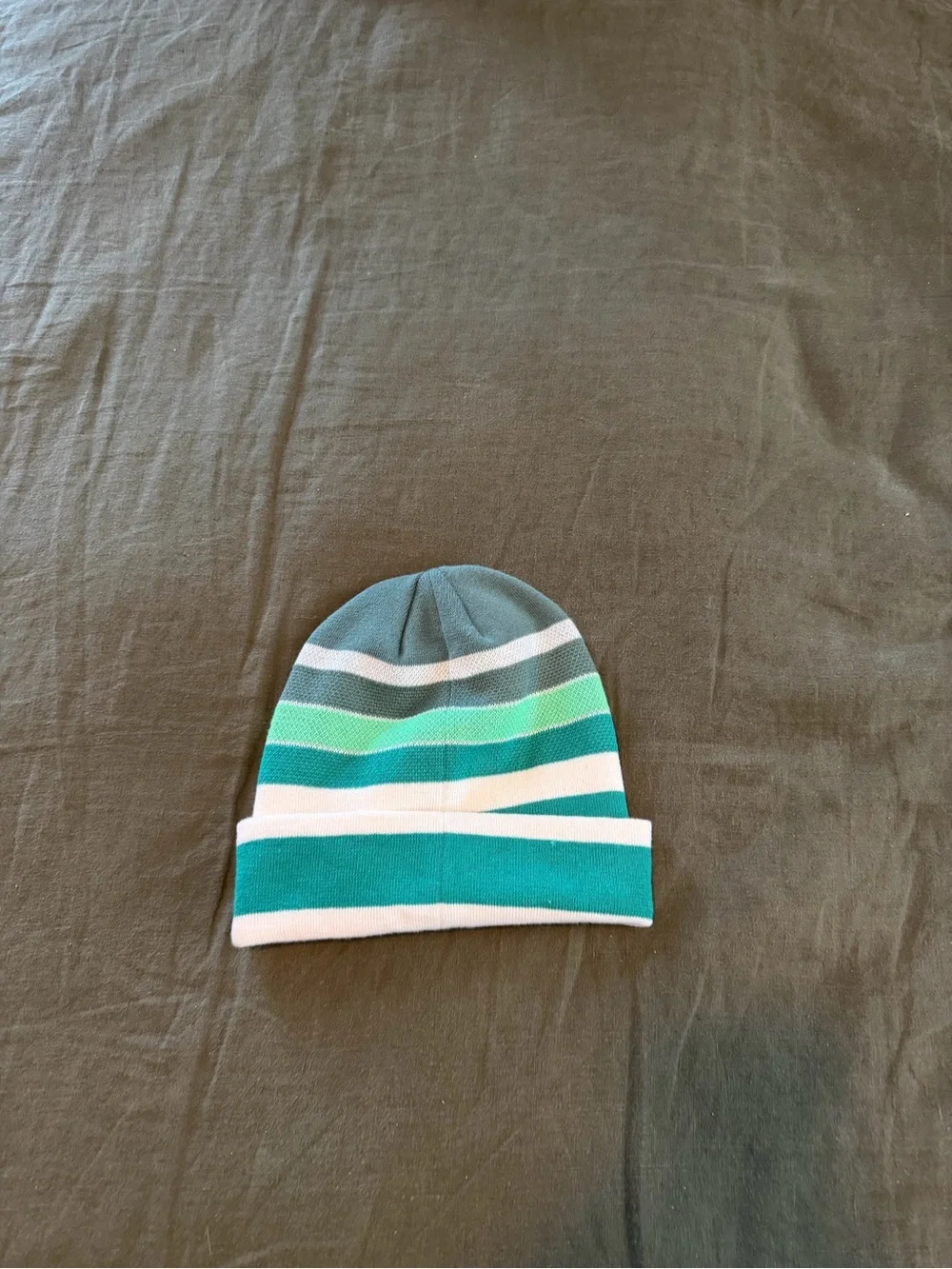 The North Face Green Teal Stripe Beanie